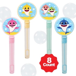 Baby Shark Bubble Bottles w/Wands - 8 PACK